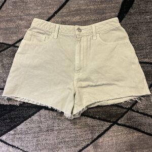 Hollister Light Green Frayed Hem Jean Shorts